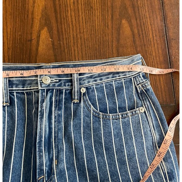 American Eagle Outfitters Blue and White Striped High Rise Jeans - Picture 7 of 9